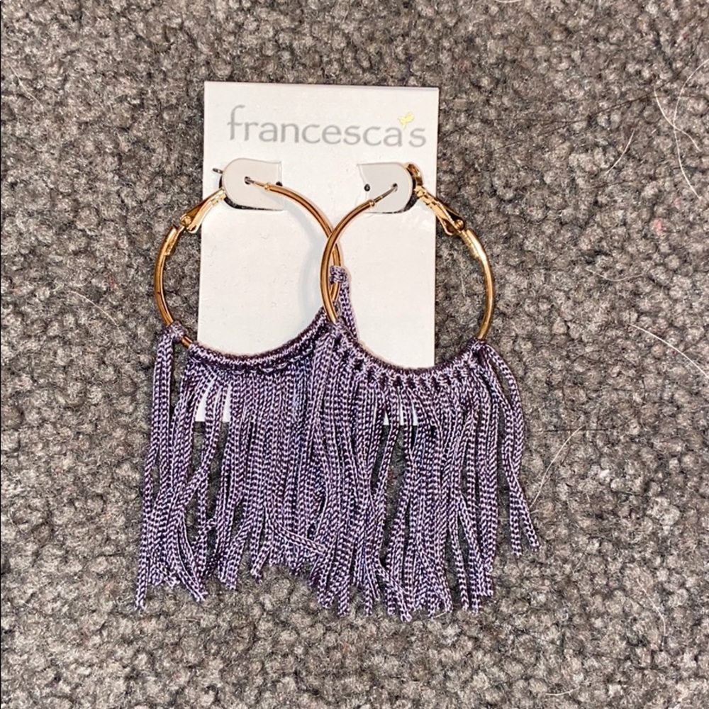 Gray fringe earrings